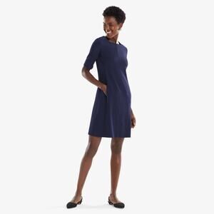 M.M. LaFleur Emily Dress Size 4 Navy Blue Work Career A-Line Pockets